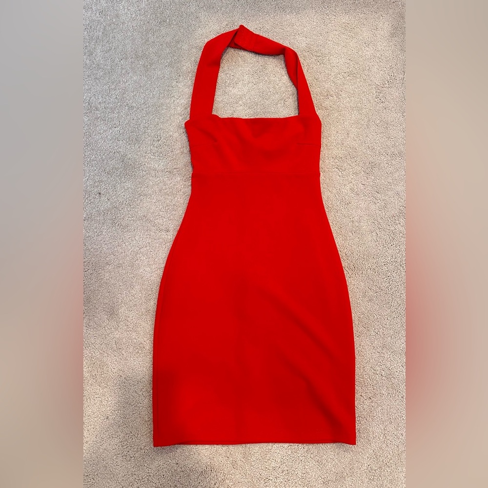 Elegant Red Halter Dress